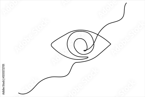 Eye continuous one line art drawing of isolated outline vector illustration