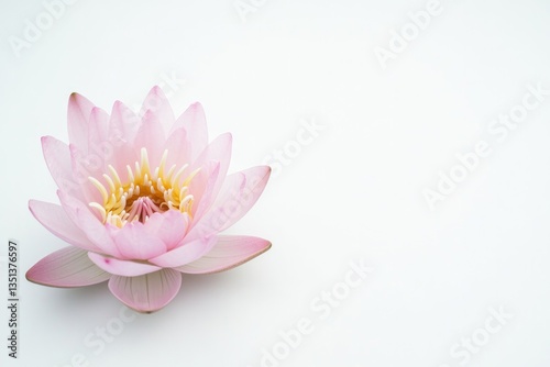 simple lotus flower on serene white background symbolizes spiritual growth and purity ideal for vesak day perfect for