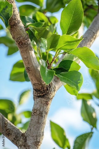 A bird sitting on a tree branch
