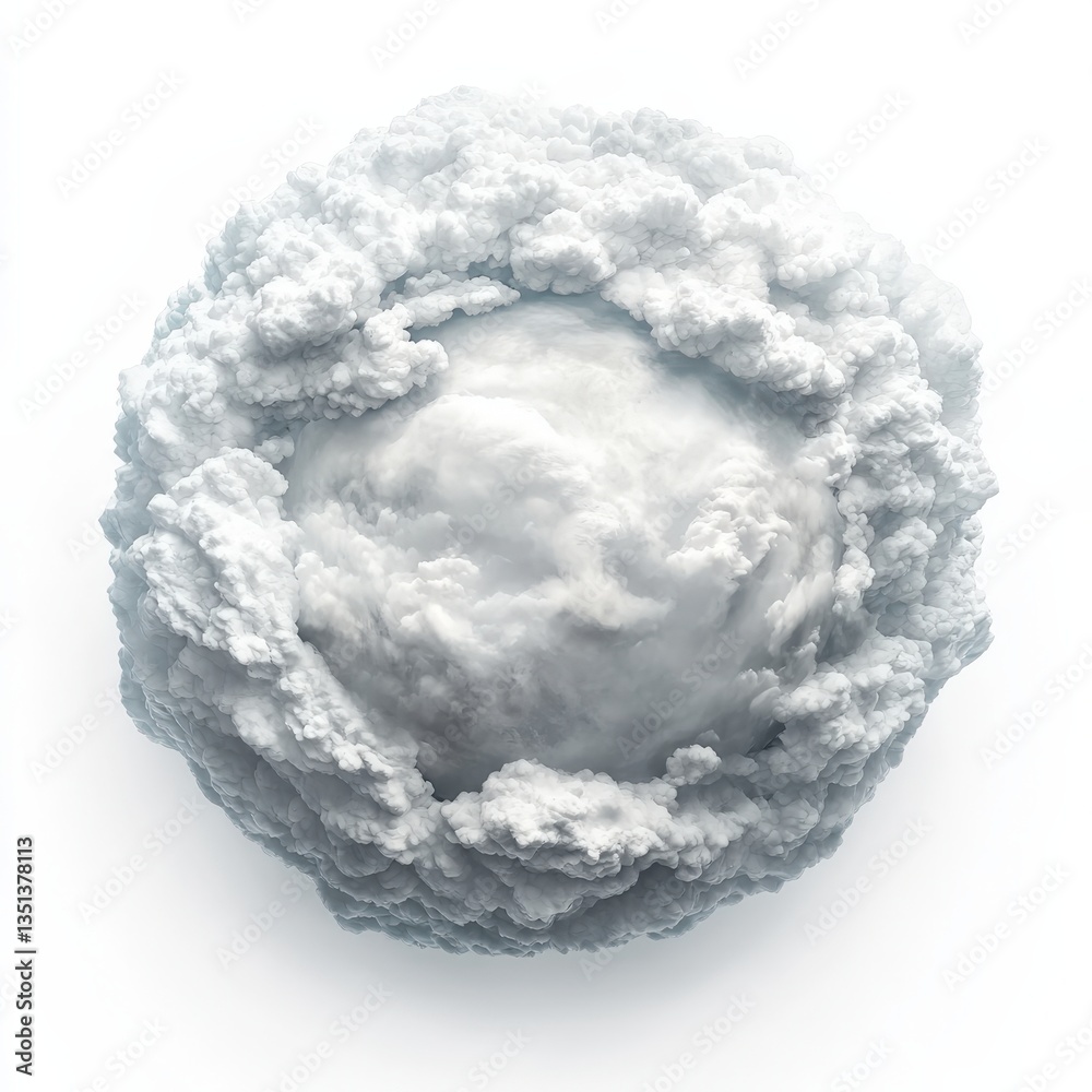 The earth is beautifully surrounded by clouds on a vibrant white background The earth is beautifully surrounded by clouds on a vibrant white background
