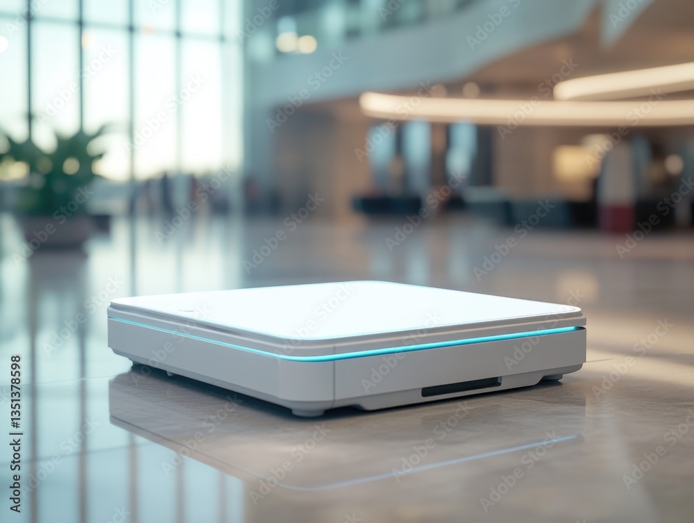 A simple white box sitting on a tiled floor, perfect for use in product displays, commercial settings or interior design A simple white box sitting on a tiled floor, perfect for use in product displays, commercial settings or interior design