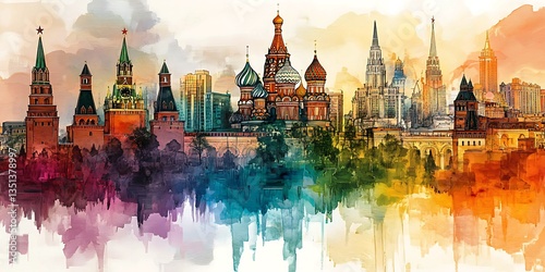 panorama of Moscow with historic architecture and famous landmarks