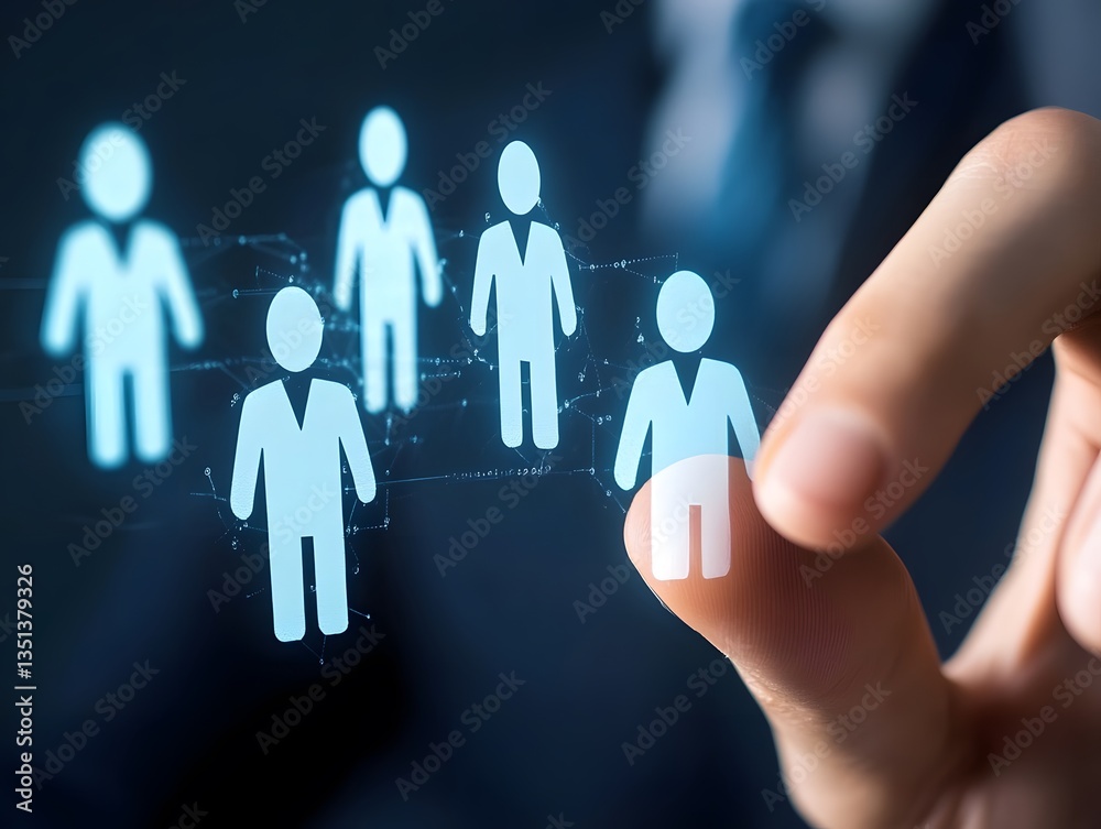 Selecting Person Icon on Digital Screen for Recruitment Concept Selecting Person Icon on Digital Screen for Recruitment Concept