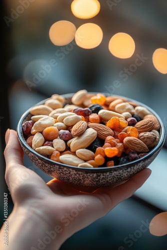 Obraz na płótnie A person holding a bowl of nuts w salonie