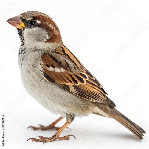 sparrow bird realistic image on white background