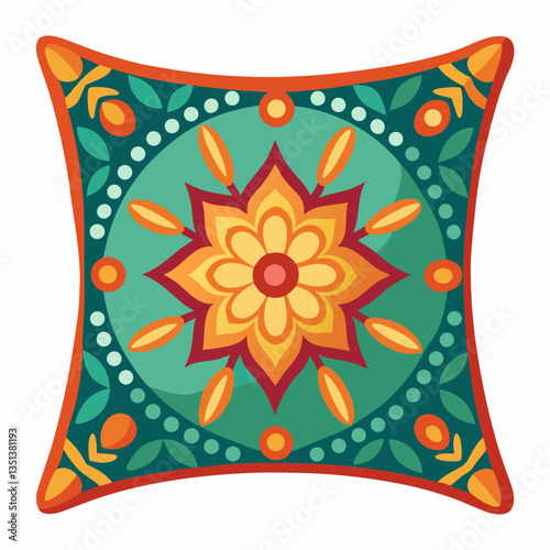 decorative throw pillow with embroidered patterns