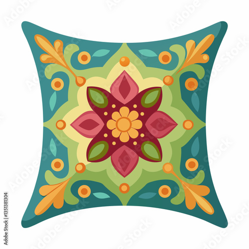 decorative throw pillow with embroidered patterns