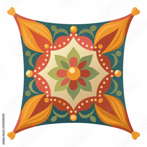 decorative throw pillow with embroidered patterns