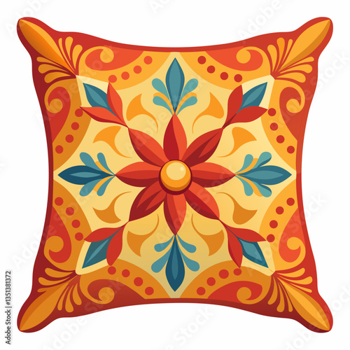 decorative throw pillow with embroidered patterns