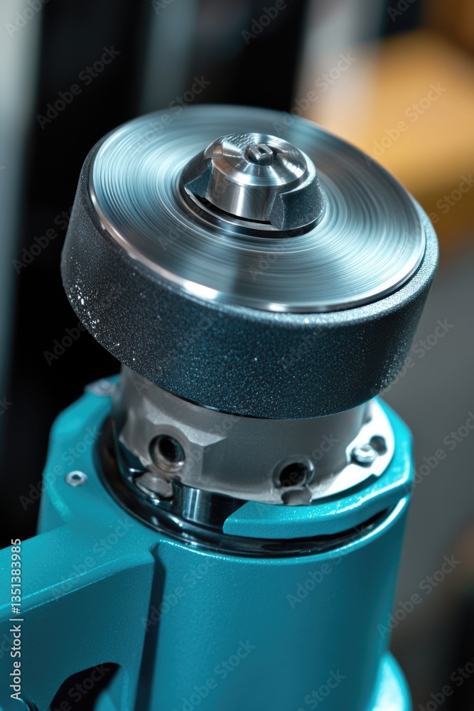 A close-up view of a metal object sitting on a table