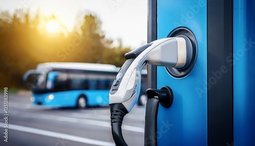 cable handle at electric bus charging station