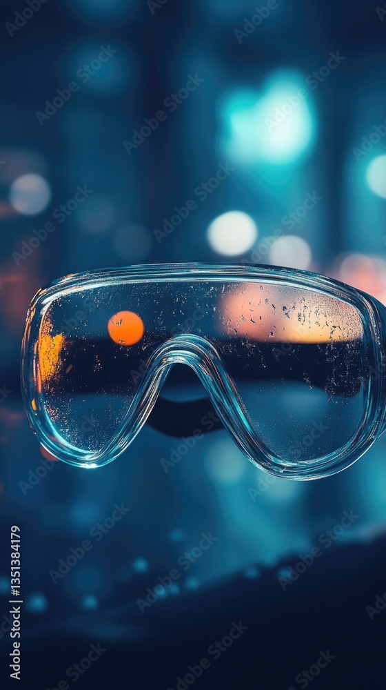 A pair of goggles sitting on a table, ready for use