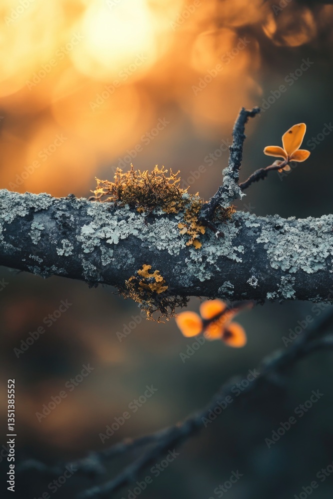 A branch from a tree with a butterfly perched on its end