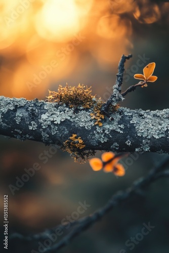 Obraz na płótnie A branch from a tree with a butterfly perched on its end w salonie
