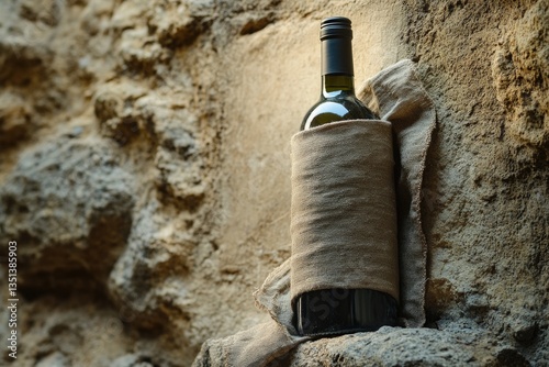 Obraz na płótnie A bottle of wine wrapped in a cloth for protection and presentation w salonie