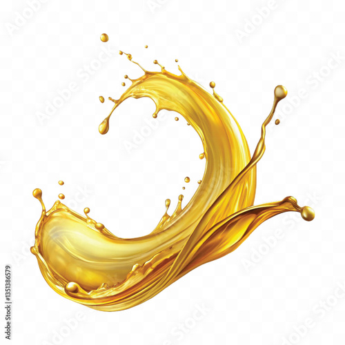 abstract 3d yellow liquid oil or honey splash, flying yellow oil on the air cut isolated on white background 