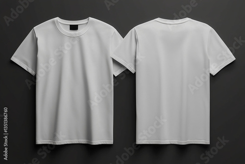 blank t shirt color white template mockup front and back view t- shirt on black background, fashion design print clothing