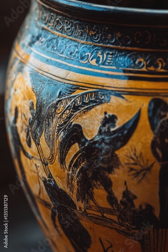 Obraz na płótnie A vase sits alone on a table, showcasing its shape and design w salonie