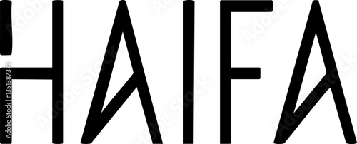 Stylized Haifa City Name Logo Design in Bold Modern Typography for Use in Signage, Branding, Promotional Materials, and Graphic Design Projects