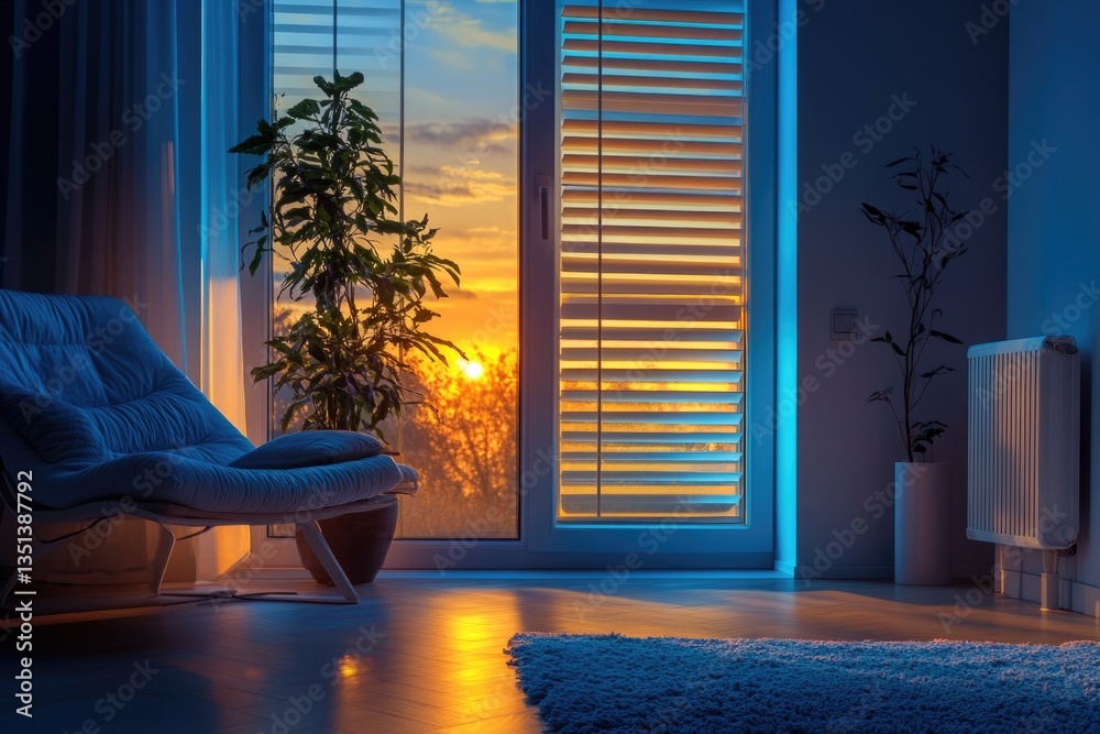 Cozy living room with a chair and a window, suitable for interior design or real estate use