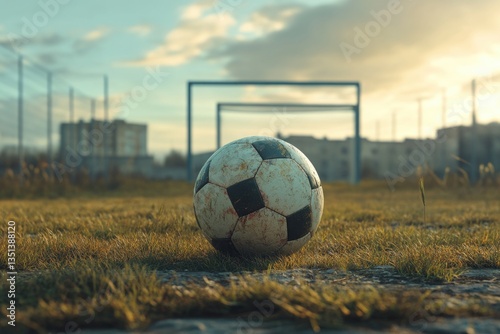 Obraz na płótnie A soccer ball sits alone in the middle of a grassy field, awaiting the start of a game w salonie