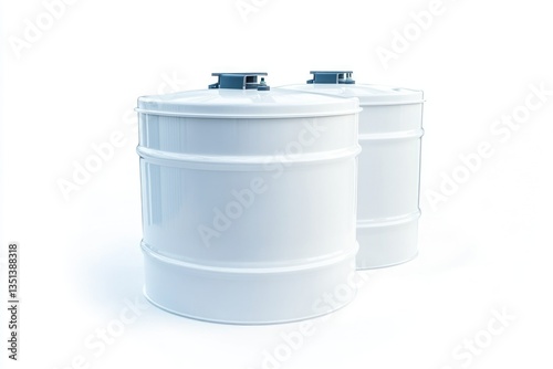 Obraz na płótnie A pair of white barrels sit adjacent to each other, offering a simple and versatile image w salonie