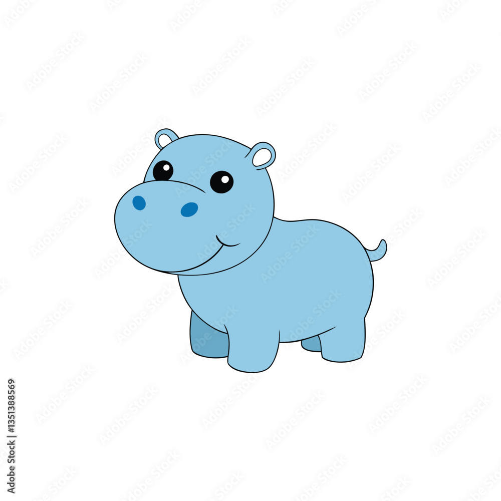 Naklejka premium charming-baby-hippo-on-white-background