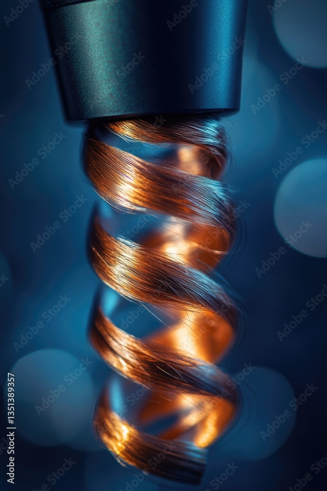Close-up of a metallic object with bright lights in the background, ideal for technology or industrial themed projects