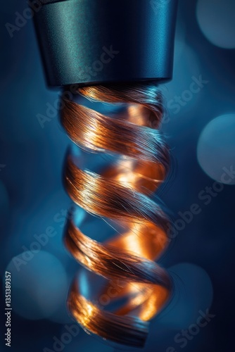 Close-up of a metallic object with bright lights in the background, ideal for technology or industrial themed projects