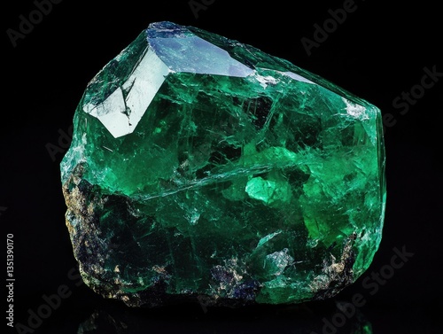 Obraz na płótnie A close-up image of a large green rock sitting on a black surface w salonie