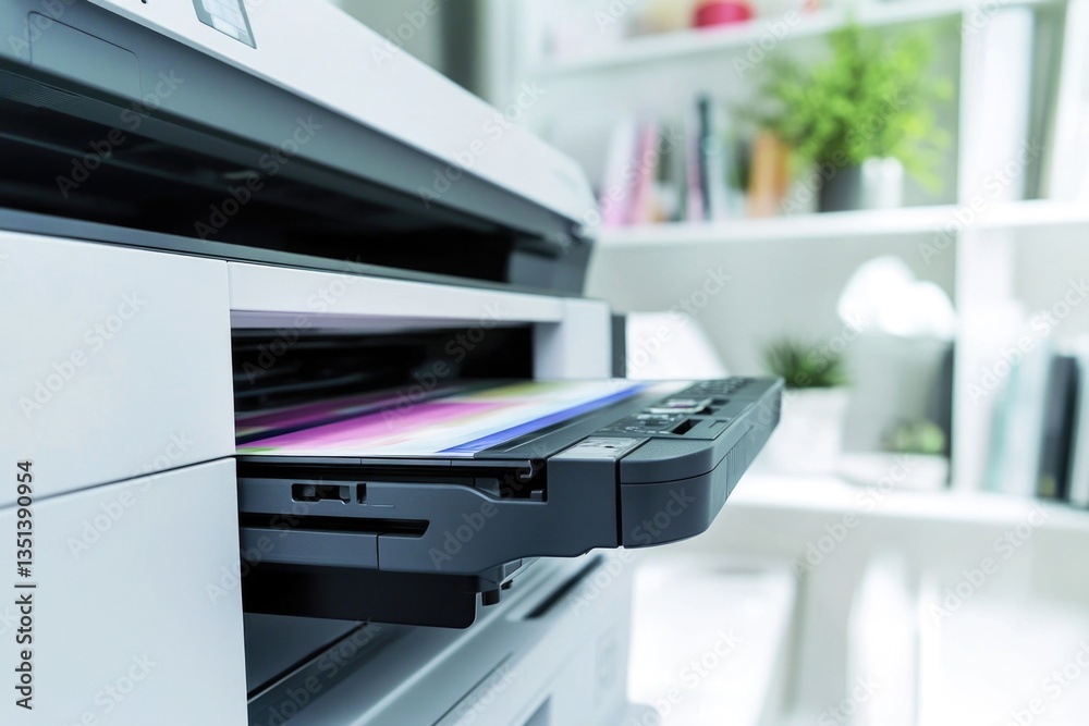 A modern printer sitting on a desk, ready to use