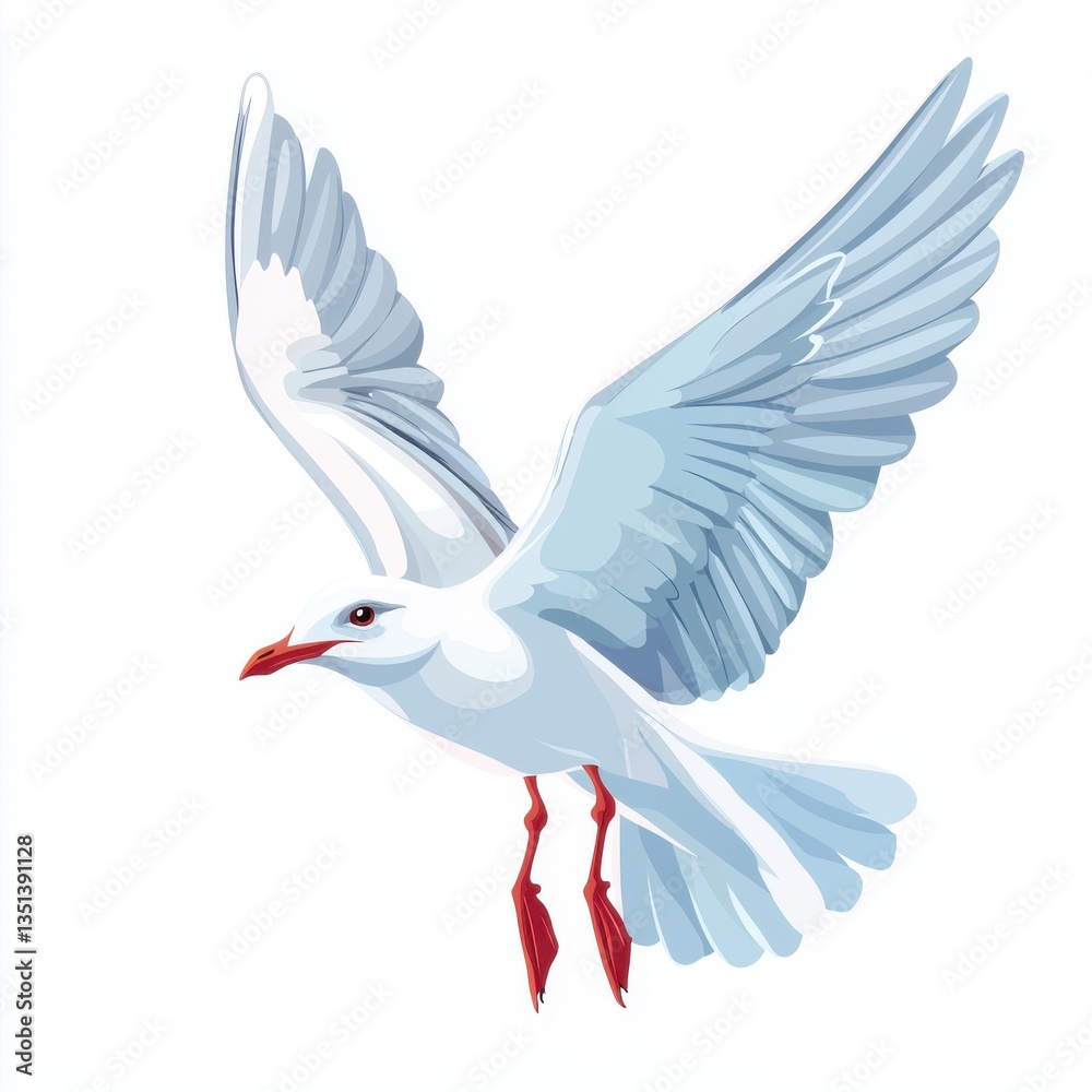 Obraz premium Beautiful Seagull in Flight Over Ocean Waves with Clear Blue Sky and Graceful Wingspan Capturing Freedom and Nature’s Beauty