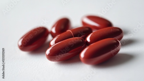 Obraz na płótnie A collection of bright red pills arranged on a flat surface w salonie