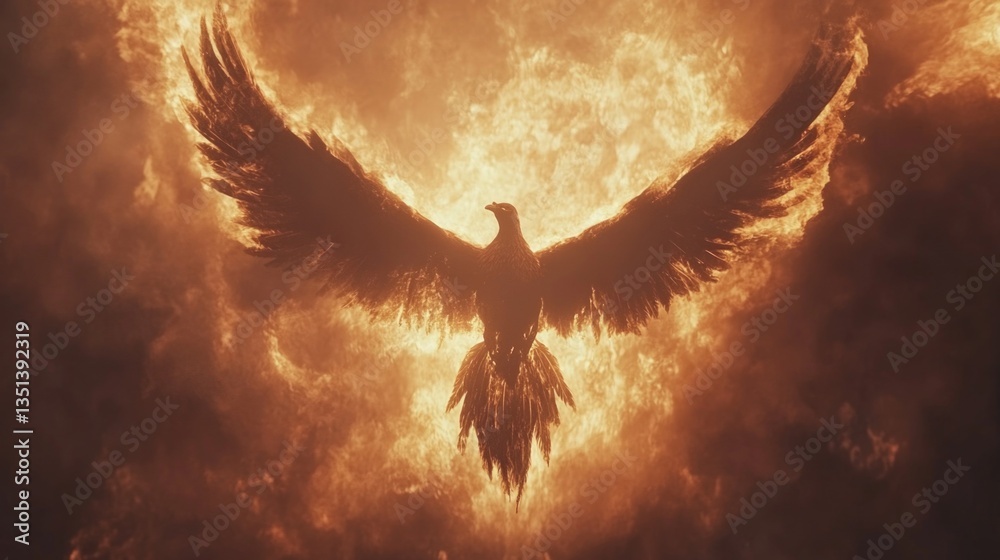 A large bird soars through the clouds