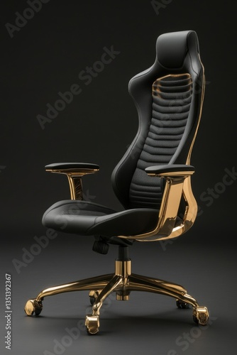 A simple yet elegant office chair with a black and gold design, suitable for use in corporate settings or home offices