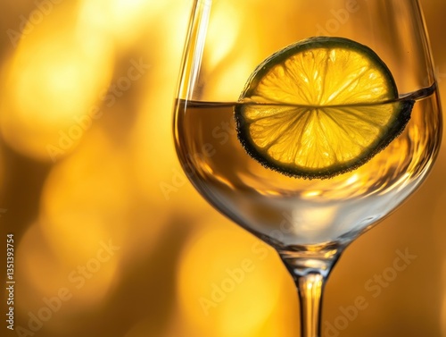 Obraz na płótnie A glass filled with red wine and a slice of lime, perfect for a relaxing evening w salonie