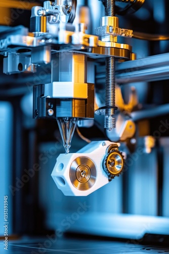 A close-up view of a machine on a table with intricate details