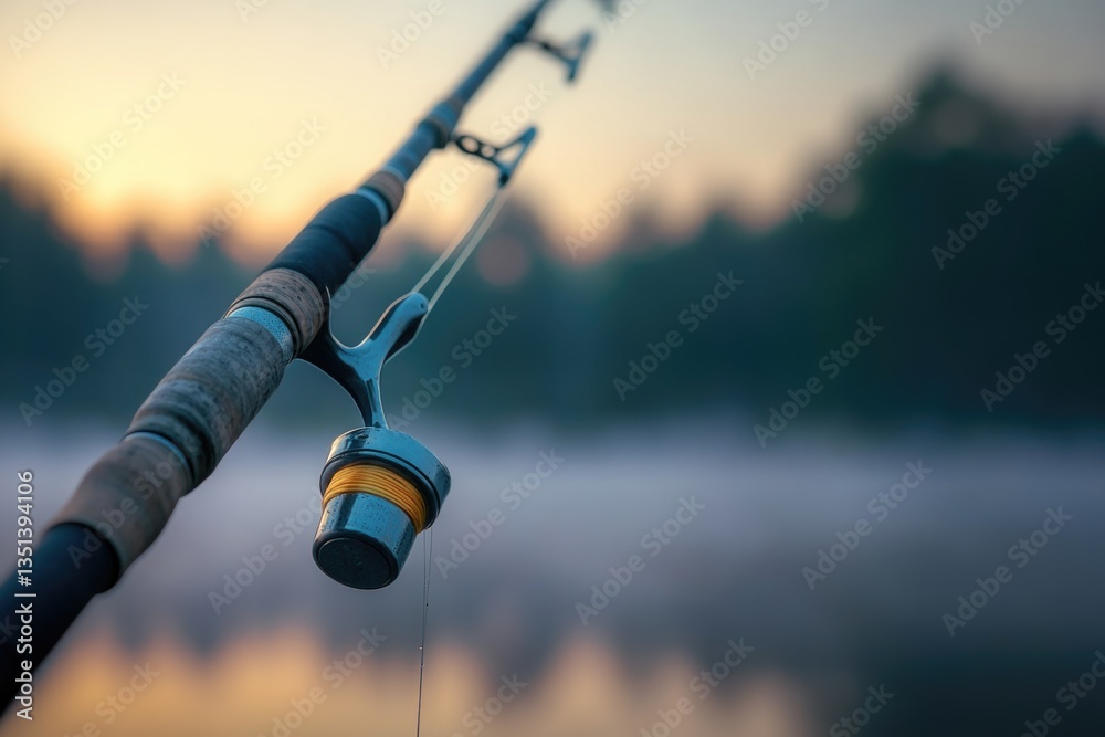 A fishing rod with a spinning reel attached, ideal for outdoor activities and water sports
