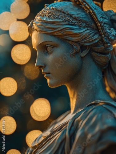 A detailed view of a female figurine, perfect for representing historical or mythological themes