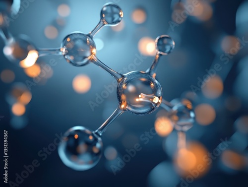 Translucent Glucose Molecule: A Glowing Representation of Energy and Life Suspended in Space