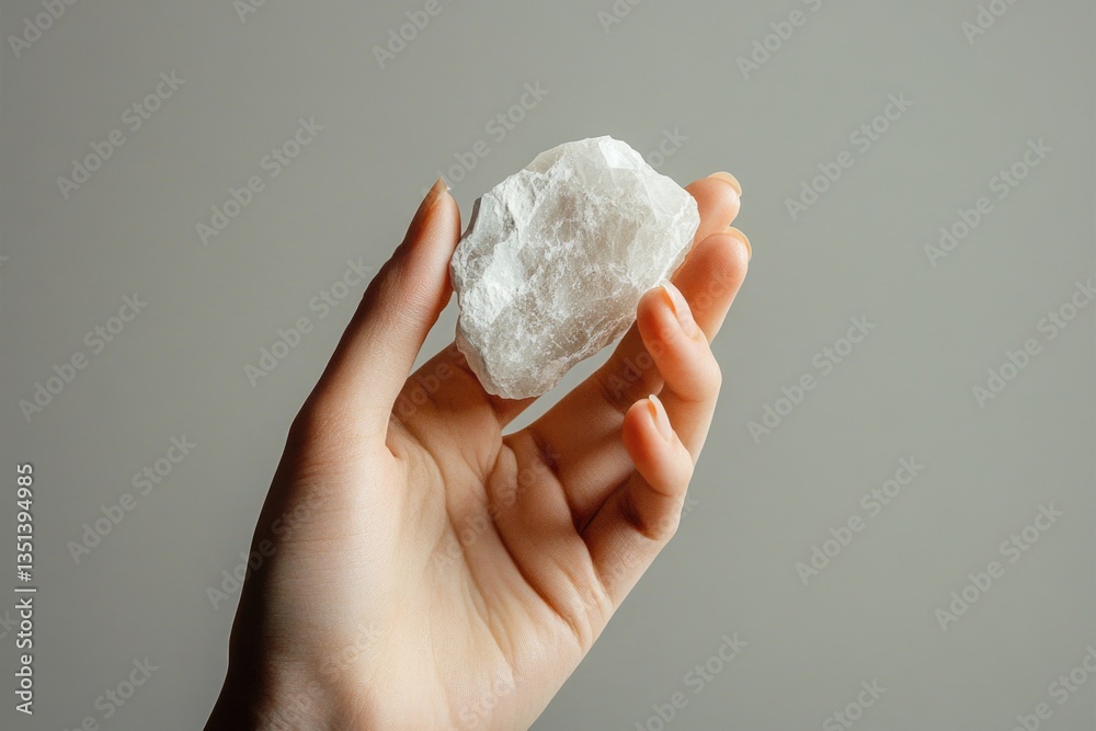 A person grasping a rock in their hand