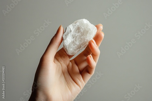 A person grasping a rock in their hand
