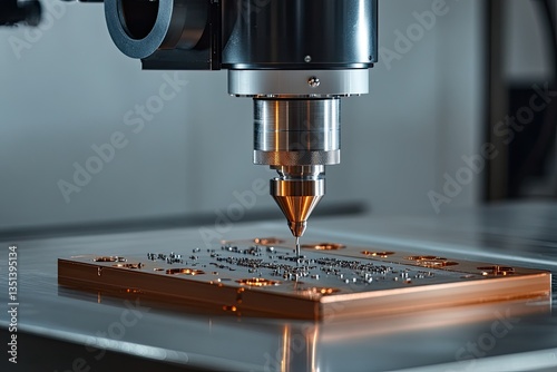 Precision metalworking machine deposits material onto copper plate in cleanroom photo