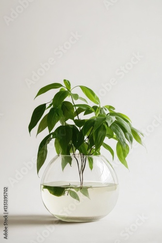 Obraz na płótnie A plant sits peacefully in a glass vase filled with water w salonie