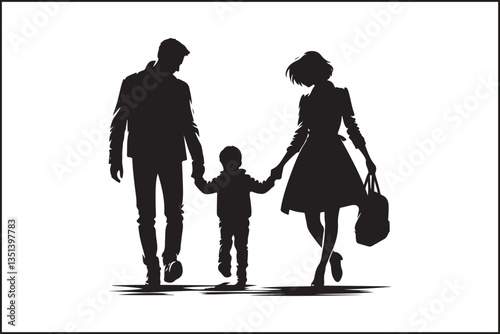 "Heartwarming Family Silhouette - Father, Mother, and Son Bonding Art"

"Timeless Family Love - Father, Mother, and Son Silhouette Wall Decor"