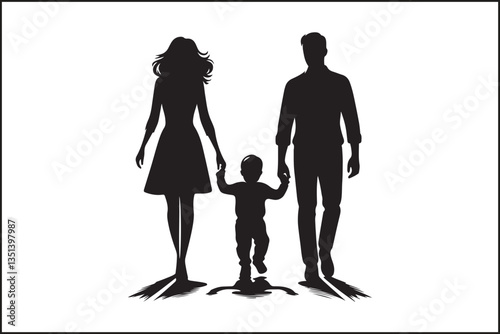 "Heartwarming Family Silhouette - Father, Mother, and Son Bonding Art"

"Timeless Family Love - Father, Mother, and Son Silhouette Wall Decor"