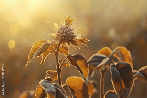 Obraz na płótnie A close-up shot of a sunflower with a blurred background, highlighting its bright yellow petals and dark center w salonie