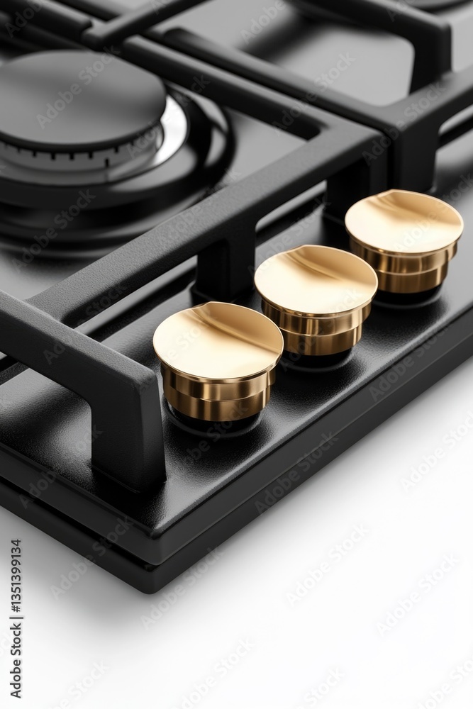 A close-up shot of a gas stove with four burners, ideal for use in kitchen or cooking-related images