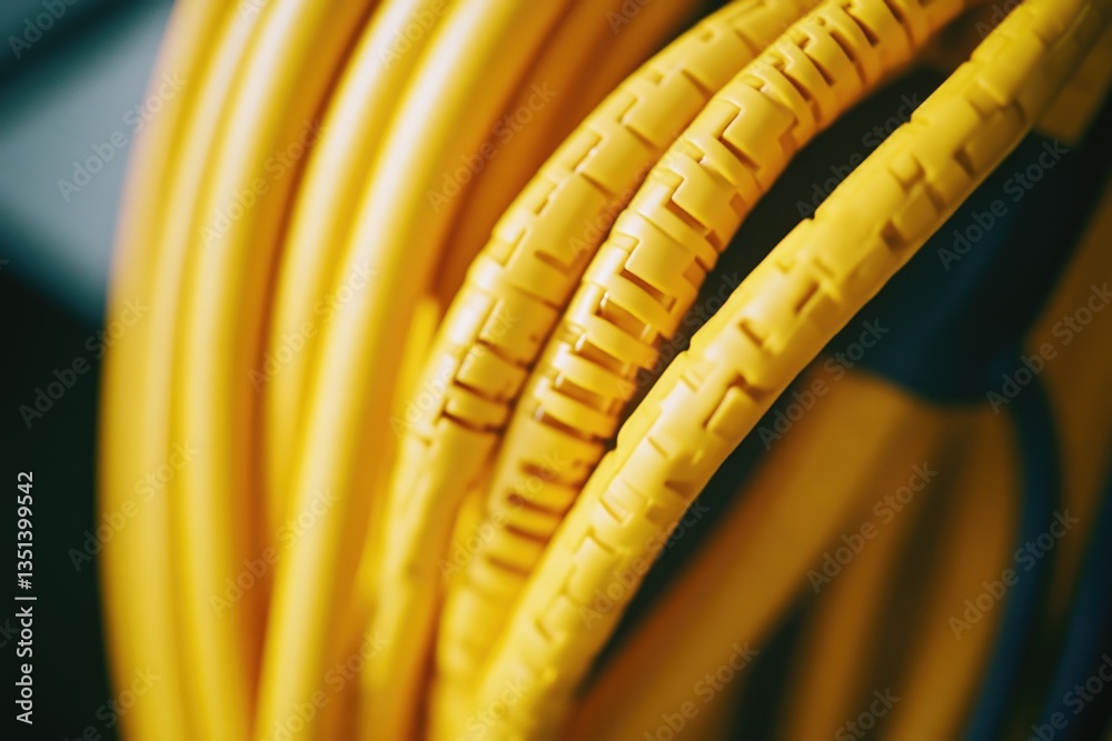 A close-up shot of a collection of yellow wires