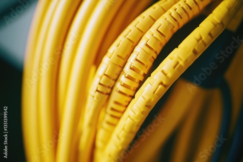 Obraz na płótnie A close-up shot of a collection of yellow wires w salonie